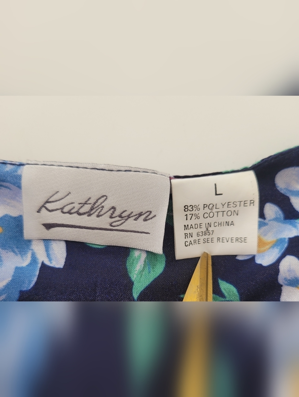 Floral Satin Nightshirt - Navy with Pink & Blue Blooms Size L - Picture 8 of 10
